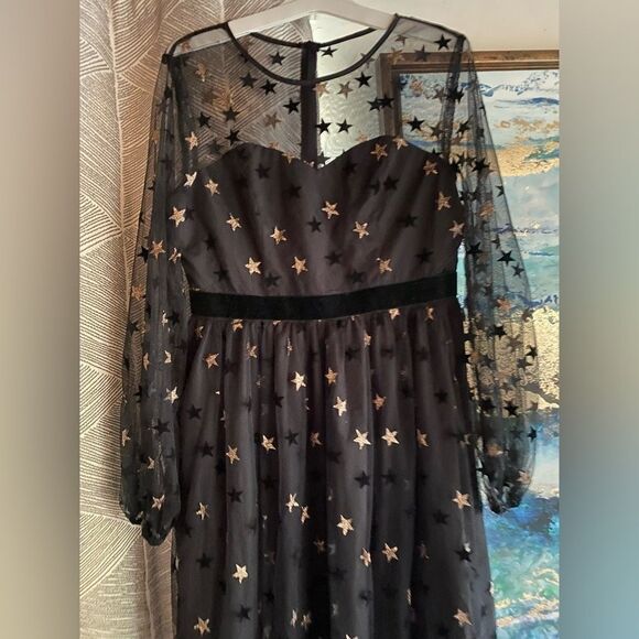 JJ’S House short black tulle dress with stars size medium NEW - Picture 11 of 12